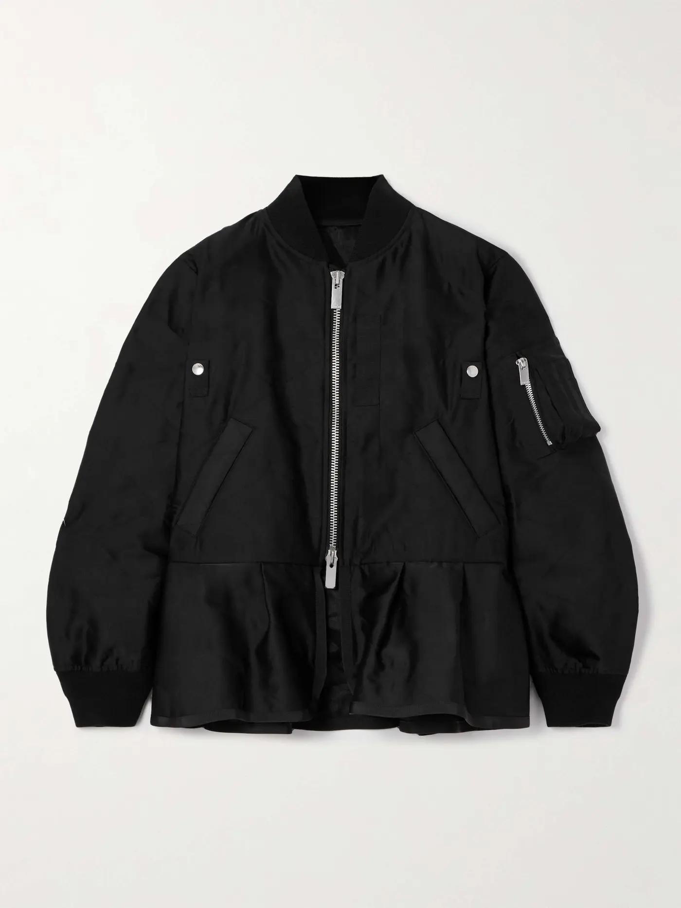 Grosgrain-Trimmed Quilted Satin Peplum Jacket
