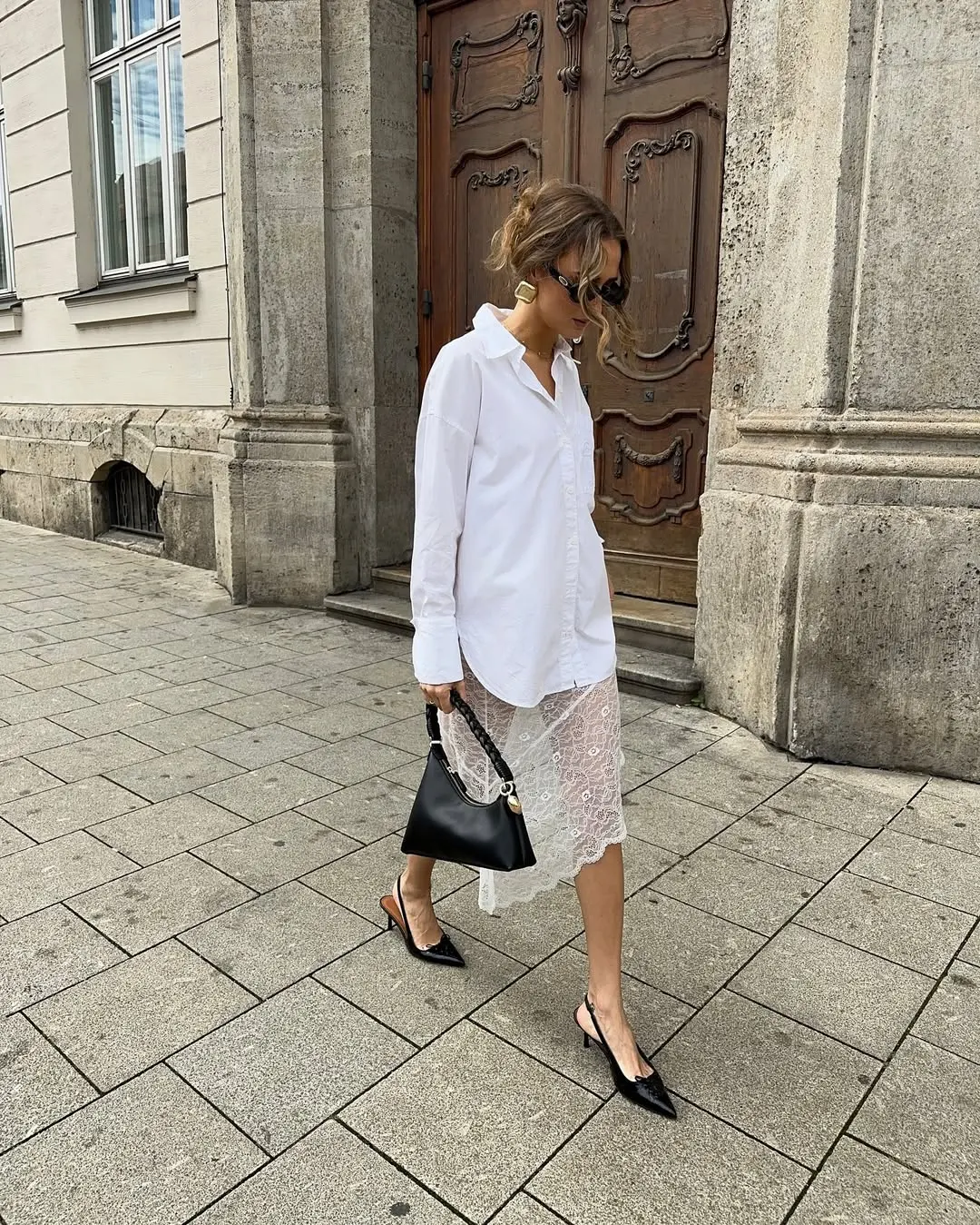 Magdalena Maria Gontarz wears white lace skirt