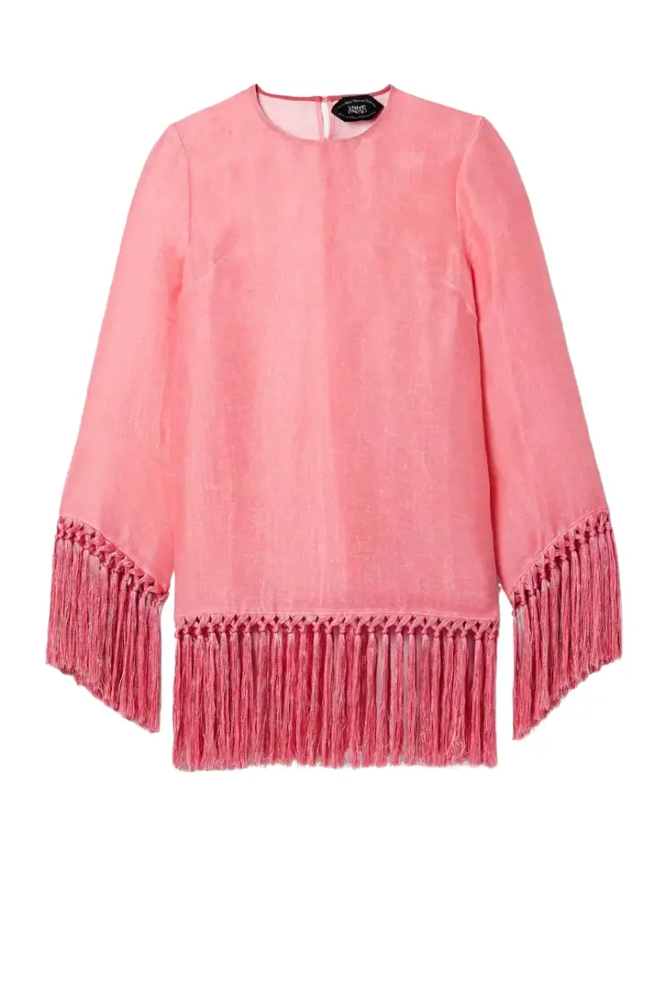 Claudia Fringed Linen-Blend Mini Dress