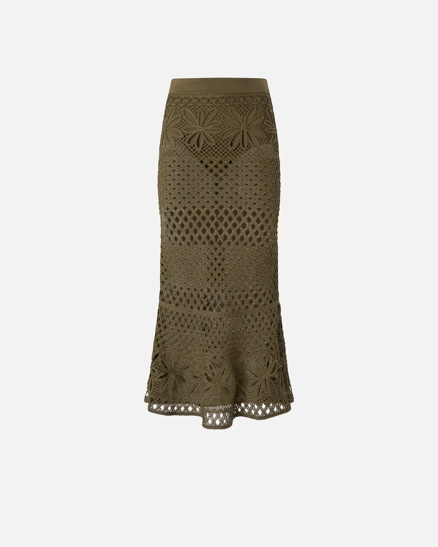 Fancy Crochet-Effect Long Skirt