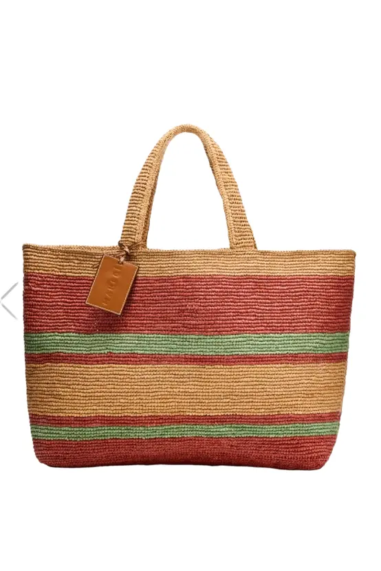 Manebi, Sunset Large Striped Raffia Tote Bag