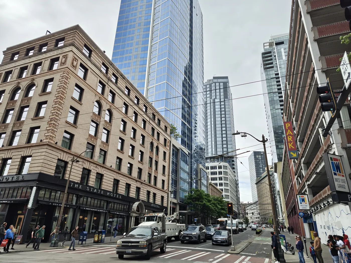 Skyscrapers and cars