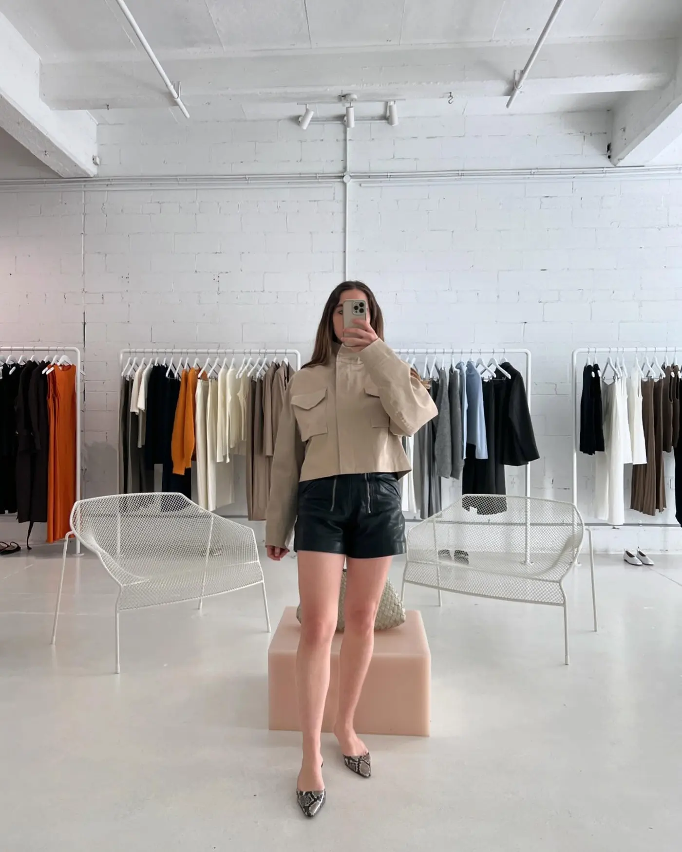 An image of Who What Wear UK SEO Writer Ava Gilchrist wearing one of the biggest short trends for 2025.