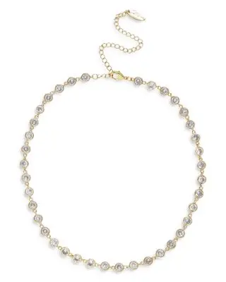 Bezel Choker Necklace in 18k Gold Plate, 12