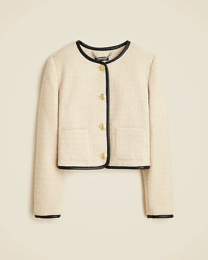Tweed Lady Jacket With Leather Trim