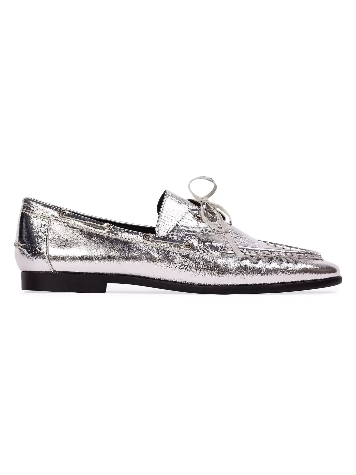 Black Suede Studio , Davy Metallic Boat Loafers