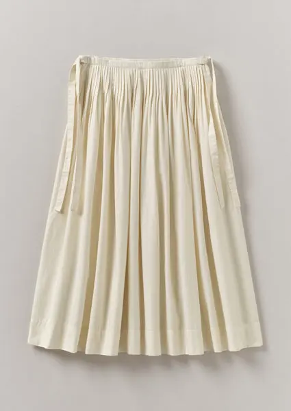 Pleated Cotton Linen Skirt | Ecru