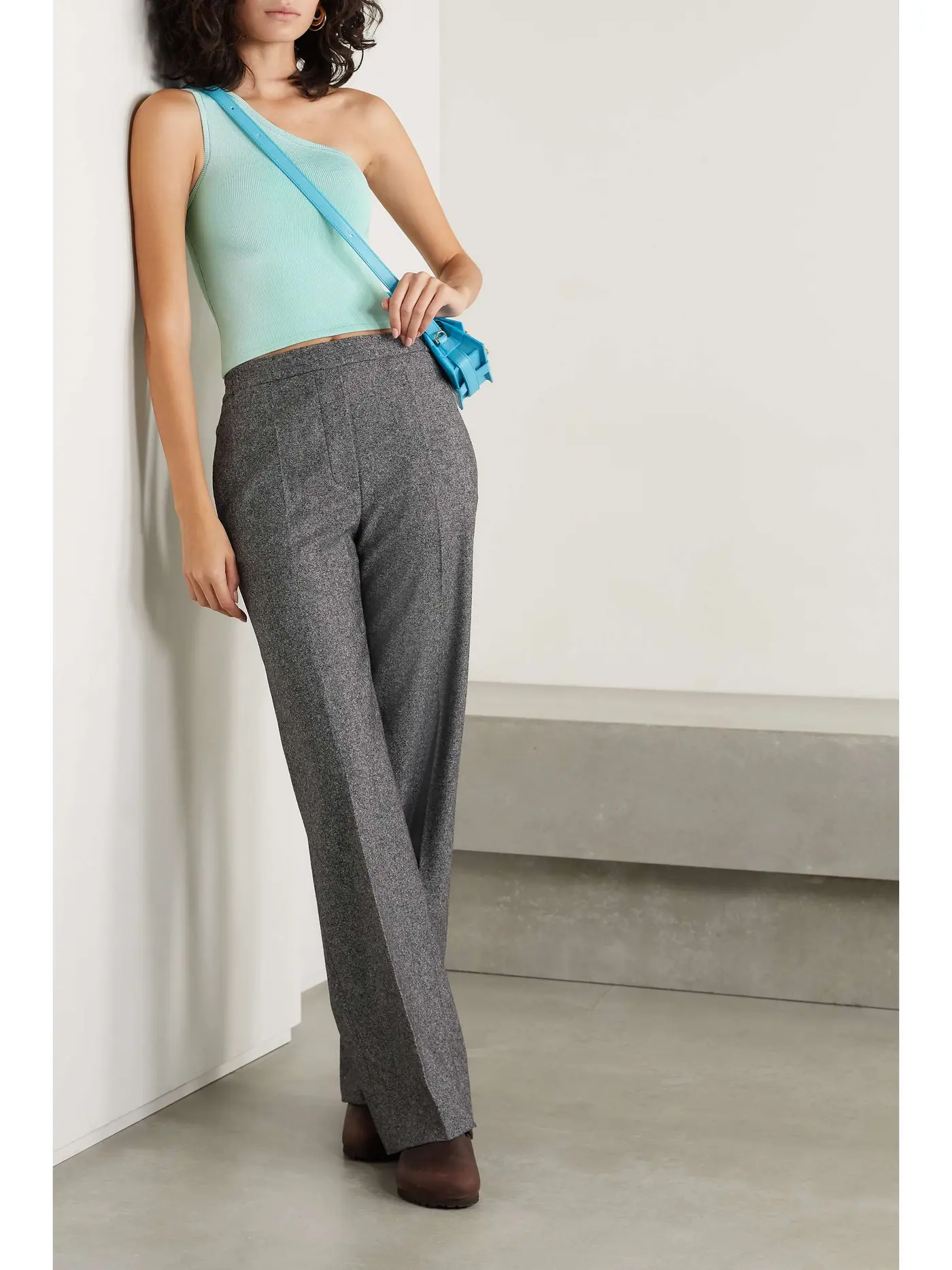 Cropped One-Shoulder Stretch-Knit Top