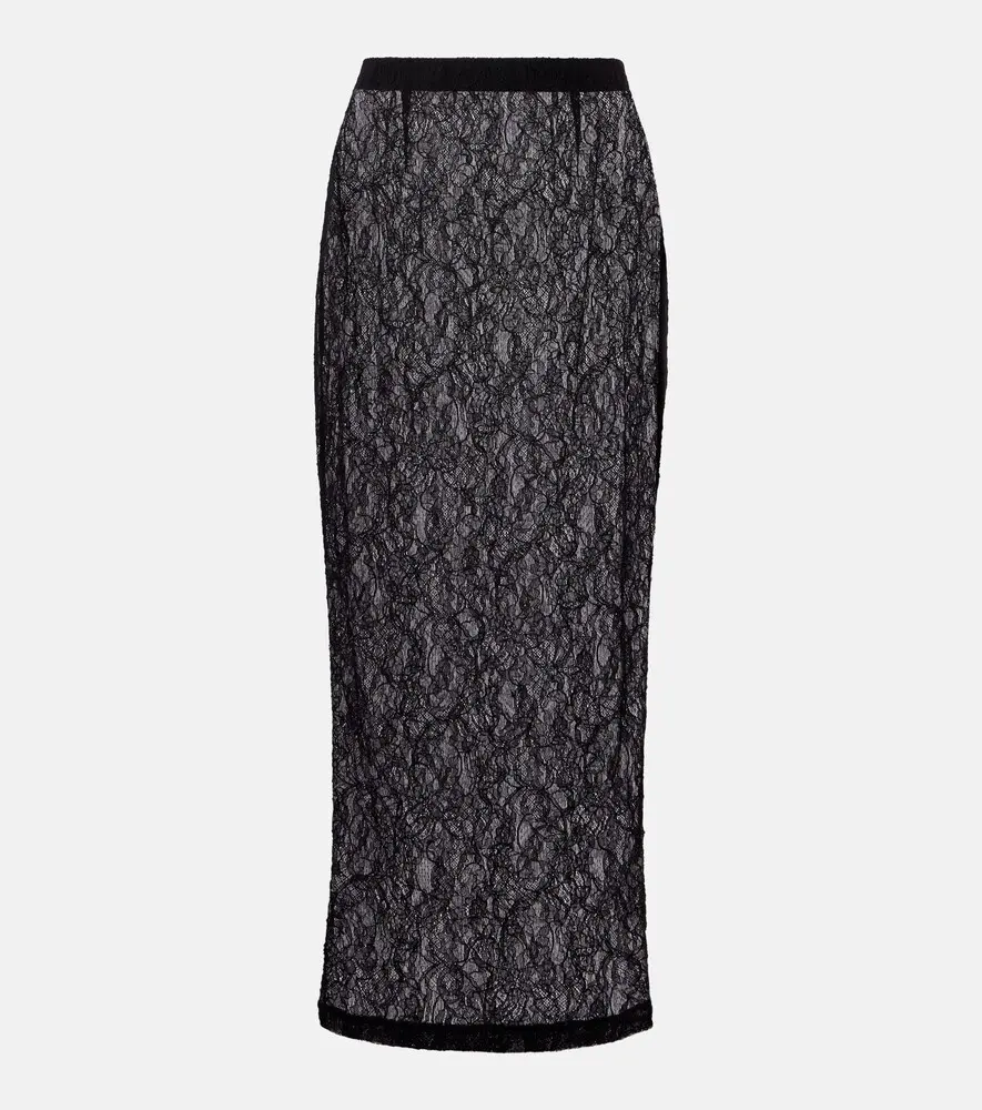 Sheer Lace Midi Skirt