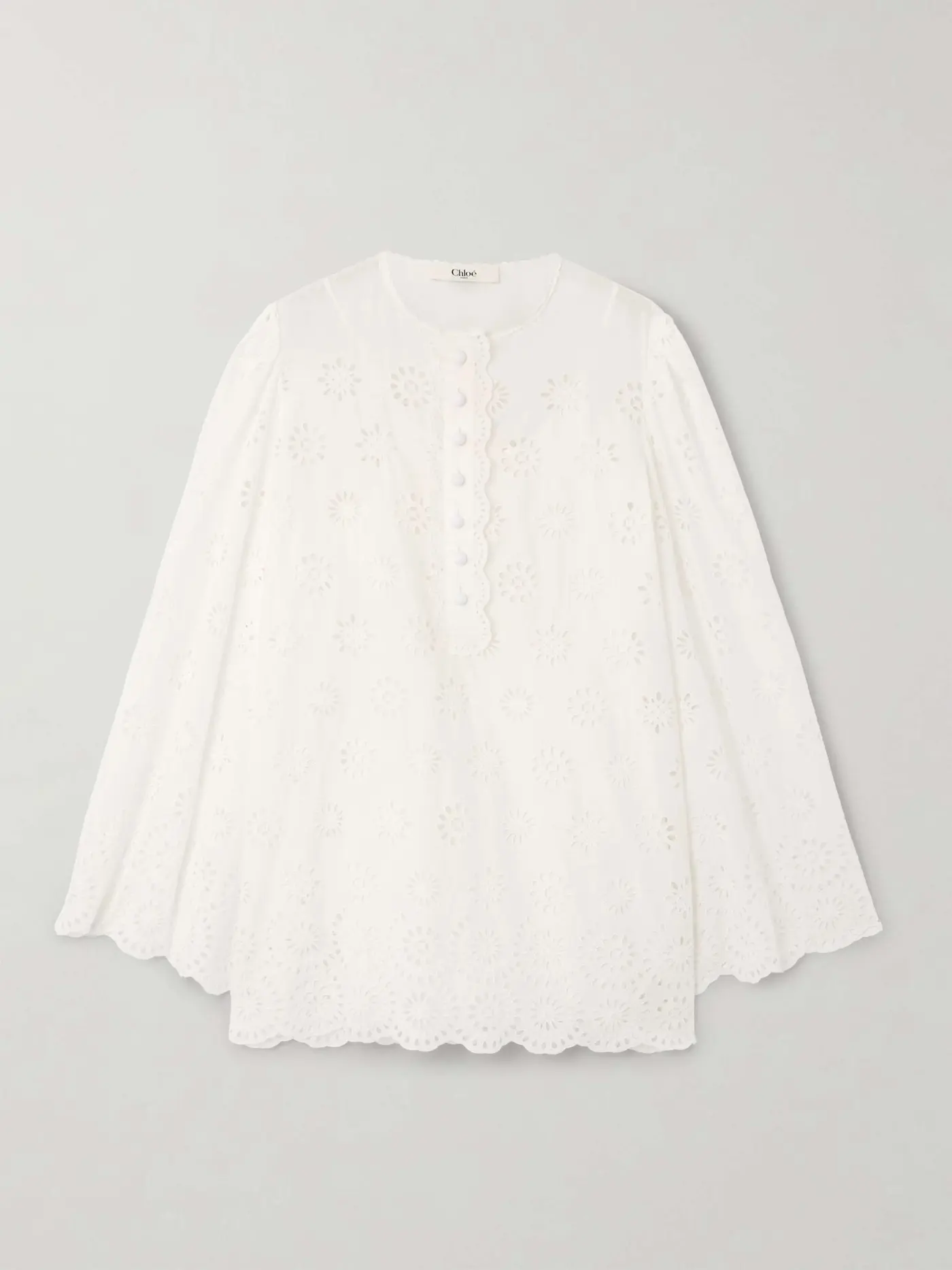 Scalloped Broderie Anglaise Cotton-Blend Mini Dress