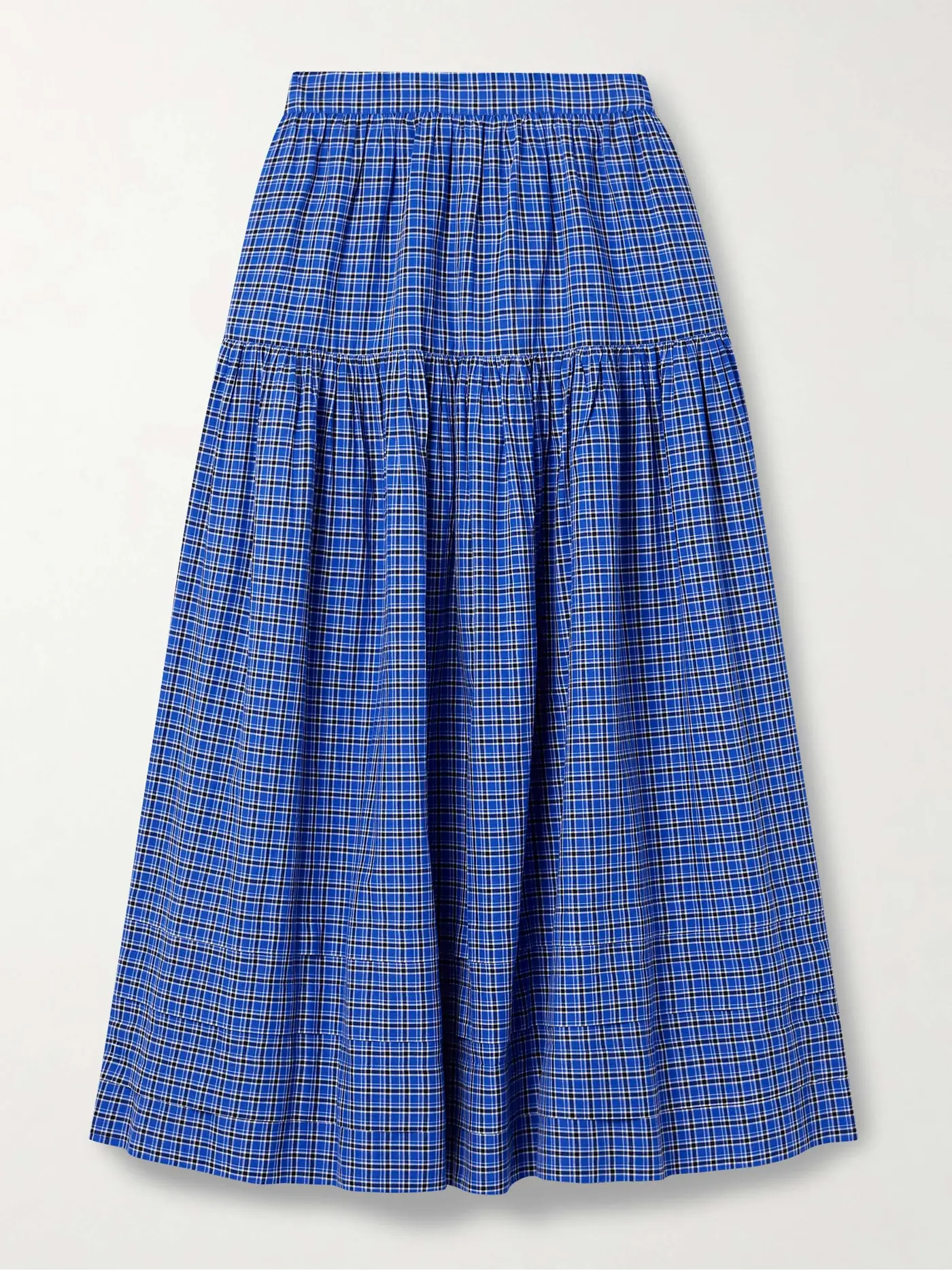 Sebastiane Tiered Checked Voile Midi Skirt