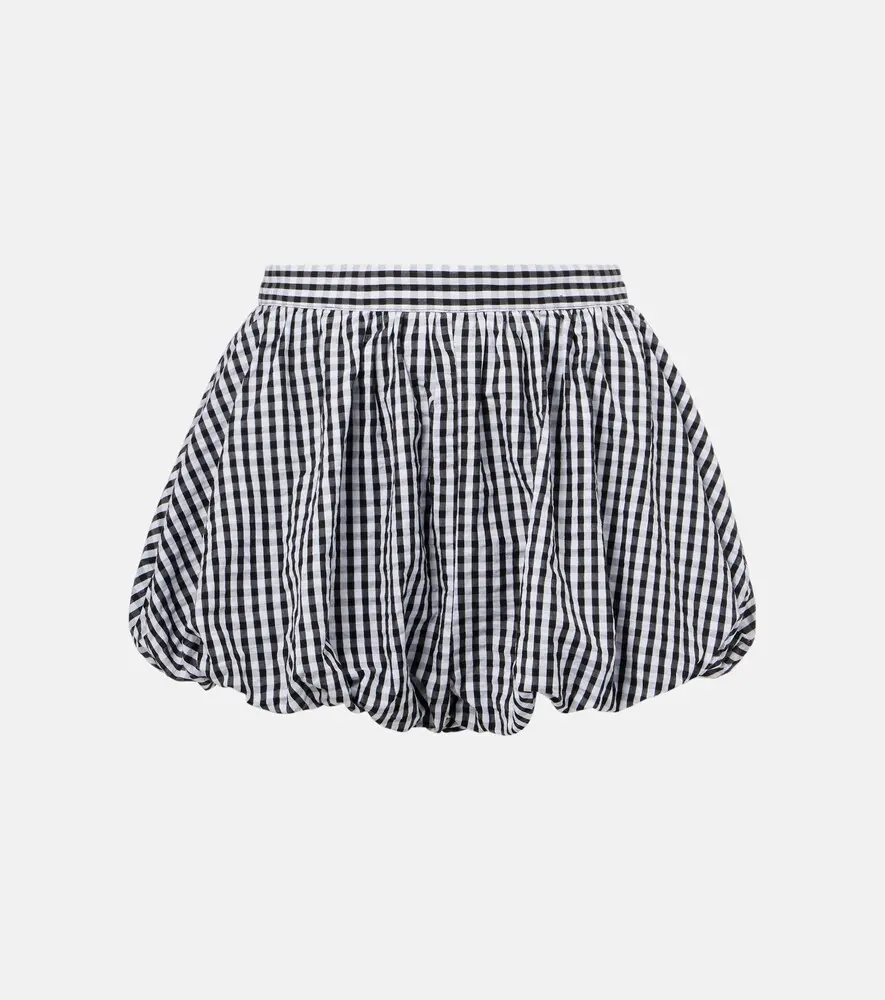 Gingham Gathered Cotton Poplin Shorts