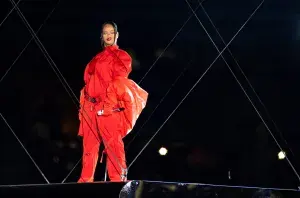 Rihanna performs at the Apple Super Bowl LVII Halftime Show held at State Farm Stadium on February 12, 2023 in Glendale, Arizona.