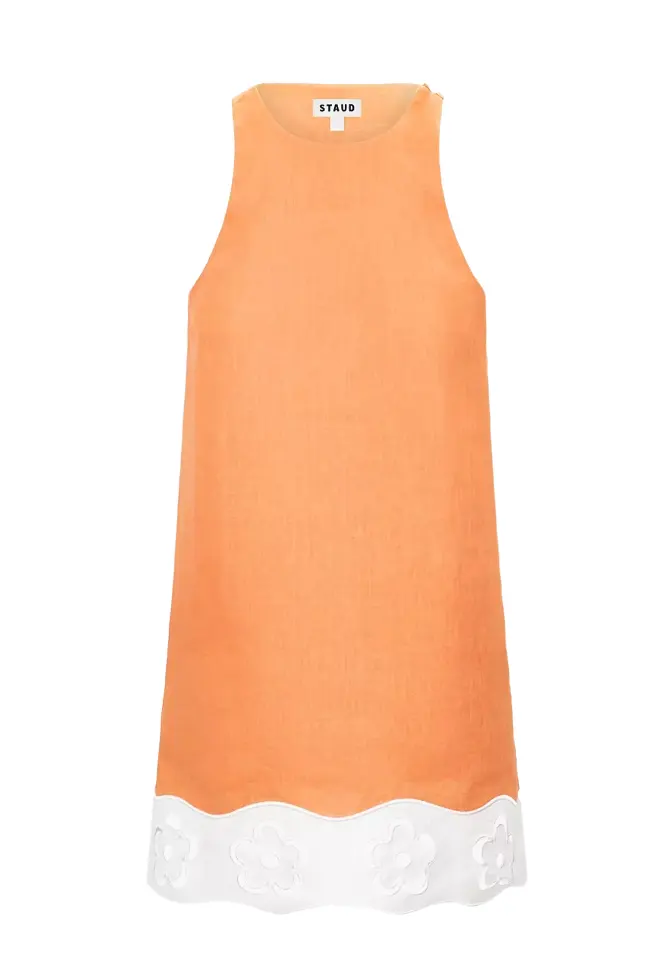 Mika Floral Eyelet-Trimmed Linen Shift Minidress