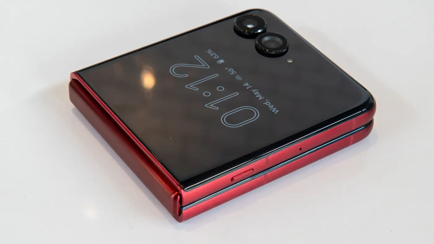 The Razr Ultra 2025 lying closed on a table