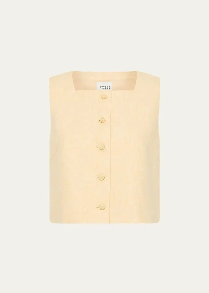 Rio Linen Cropped Vest