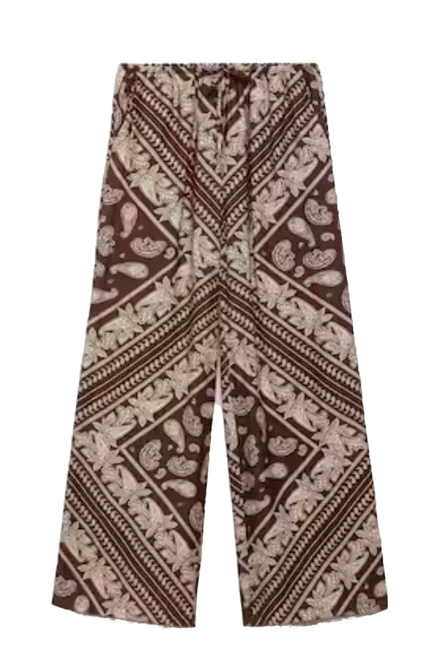 MANGO, Wideleg Paisley Pants
