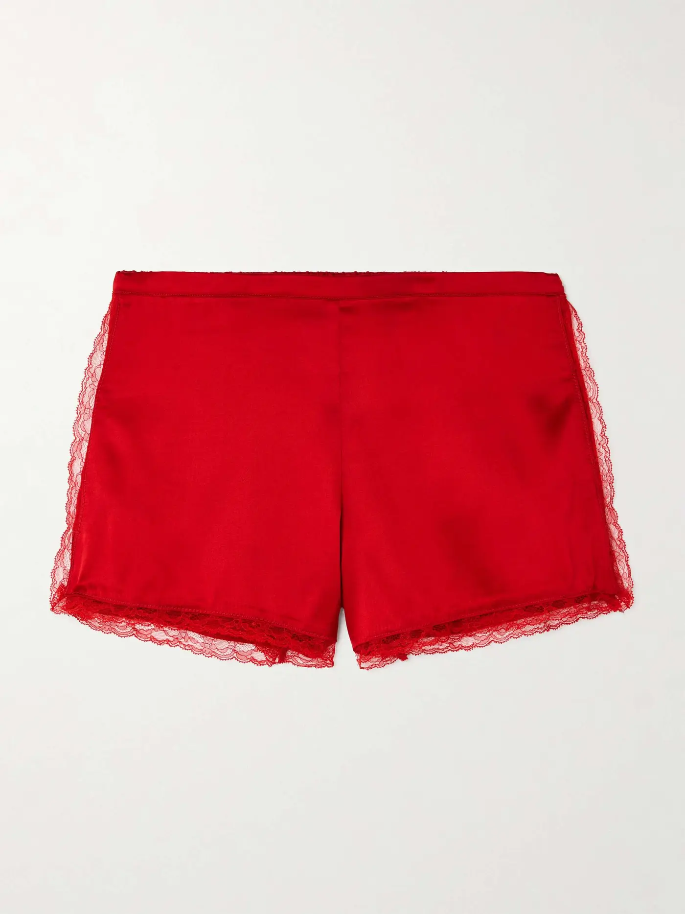 Lace-Trimmed Silk-Blend Satin Shorts