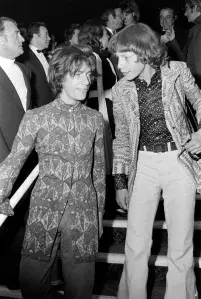 Actors Fabien Ferreux, Benoit Ferreux and guest arrive at the 1971 Cannes Film Festival. (Photo by Reginald Gray/WWD/Penske Media via Getty Images)
