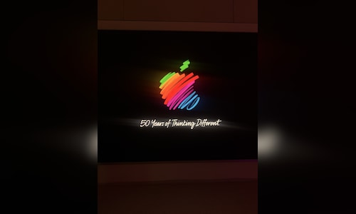 Apple marks its 50th anniversary with the launch of a mural at Apple BKC, Mumbai, highlighting sound and visuals.