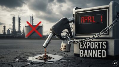 Russia to prohibit gasoline exports starting April 1 amid rising prices.