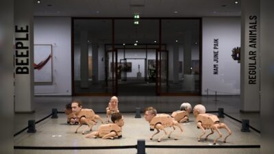 AI Art Exhibition in Berlin Features Robot Dogs and AI-Powered Portraits of Musk and Zuckerberg