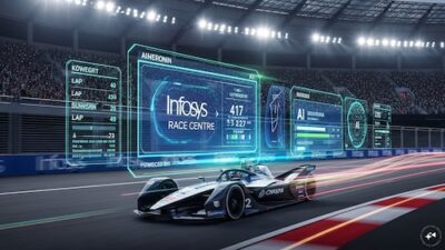 Infosys enhances Formula E with AI-driven Race Center and engaging fan technologies.