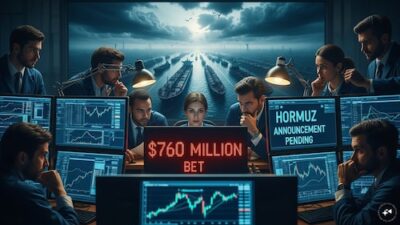 Traders wager $760 million on declining oil prices ahead of Hormuz announcement.