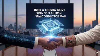 Intel and Odisha government to establish a $3.3 billion semiconductor materials plant in India.