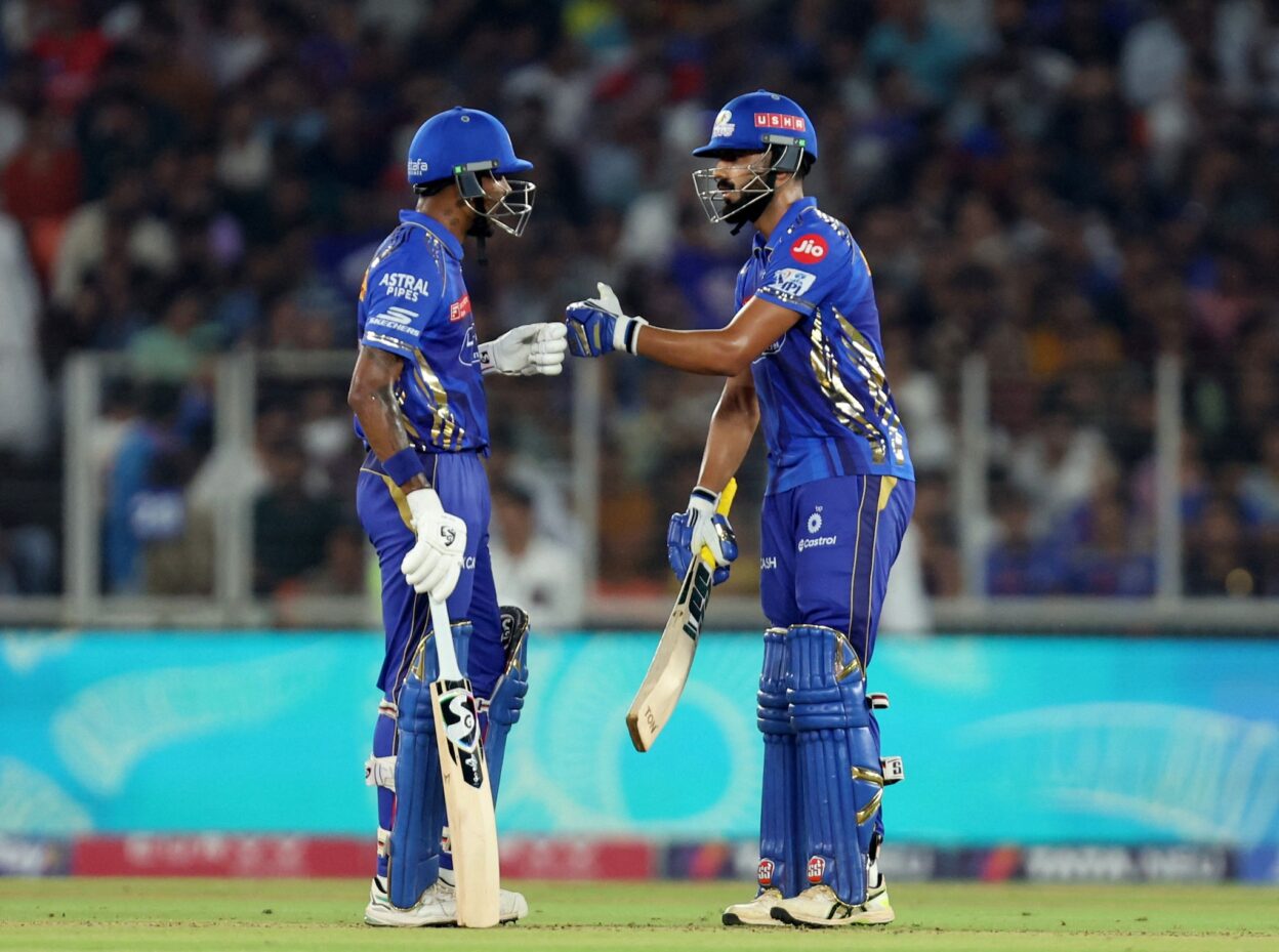 MI choose to field first after winning the toss.