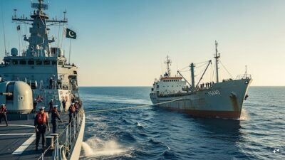 Pakistani Navy Aids Indian Ship Stuck in Arabian Sea