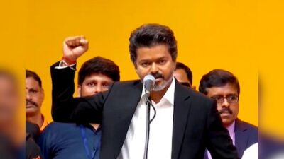 Vijay is sworn in as Chief Minister of Tamil Nadu, while TVK leaders assume their roles as ministers.