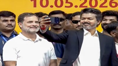 Vijay’s Memorable Moments After Becoming Tamil Nadu CM: Posing with Rahul Gandhi and Assisting with Table Movement