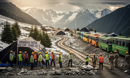 LG Sinha evaluates arrangements for the upcoming Amarnath Yatra starting July 3.