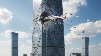 Light plane collides with Beijing's highest tower.