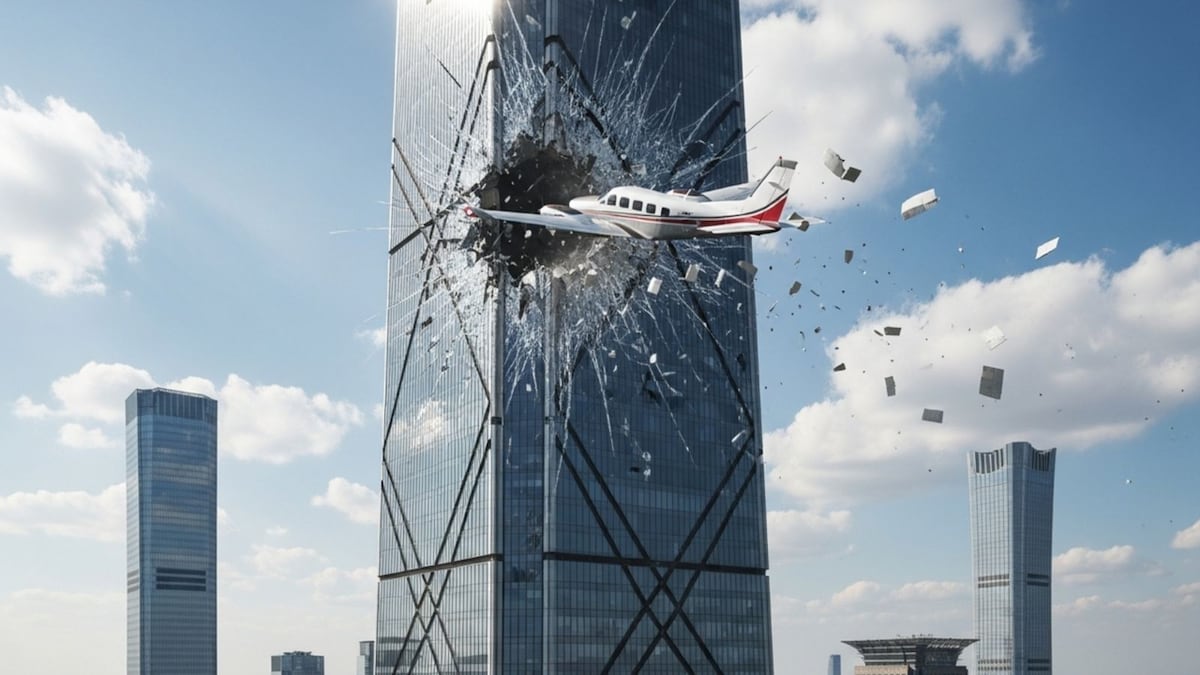 Light plane collides with Beijing's highest tower.
