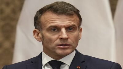 Macron announces that the French Navy, with UK support, has stopped a Russian tanker under sanctions.