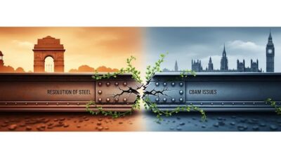 Steel resolution and CBAM challenges hinder implementation of India-UK trade agreement, say sources.