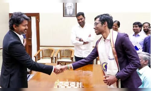 Watch: Tamil Nadu Chief Minister Vijay Awards Praggnanandhaa ₹50 Lakh and Engages in a Friendly Match with the Grandmaster