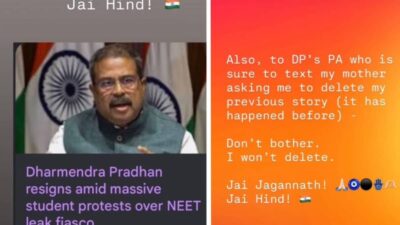 BJP MP Aparajita Sarangi’s Daughter’s Instagram Post About Dharmendra Pradhan Goes Viral with 'Won't Delete'