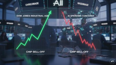 US Stock Markets Today: Dow Gains While Nasdaq Declines Amid Chip Sell-Off Raises New Worries About AI Investment