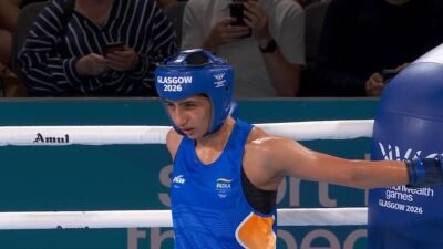 Preeti Pawar claims gold in the women's 54kg boxing category at the Commonwealth Games.